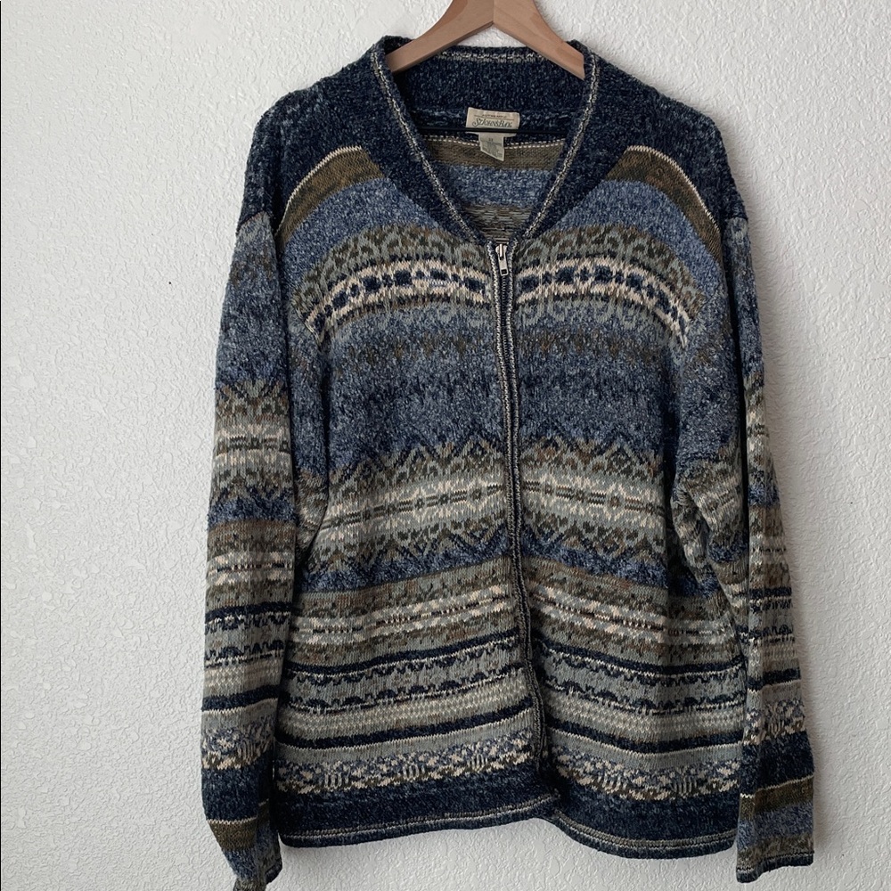 St. John's Bay Icelandic Nordic Full-Zip Cardigan Sweater Cotton Blend size 3X
